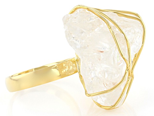 Artisan Collection Of Brazil™ Free- Form Crystal Quartz 18K Yellow Gold Over Brass Ring - Size 6