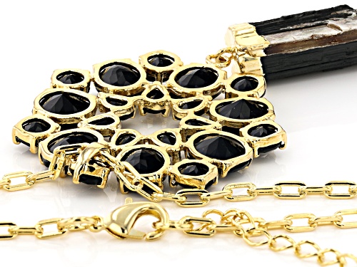 Artisan Collection of Brazil™ Tourmaline With Black Glass 18K Gold Over Brass Paper Clip Necklace