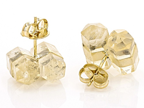 Artisan Collection Of Brazil™ Rough Citrine 18K Yellow Gold Over Brass Stud Earrings