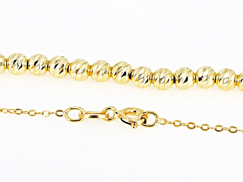 18k Yellow Gold Over Sterling Silver Diamond Cut Small Bead 20 Inch Cable Link Necklace - Size 20