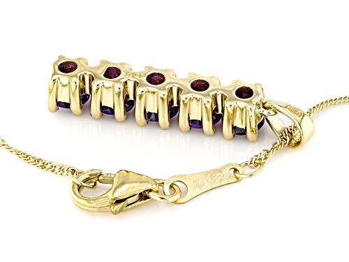 0.91ctw African Amethyst 14K Yellow Gold 5-Stone Pendant with Chain