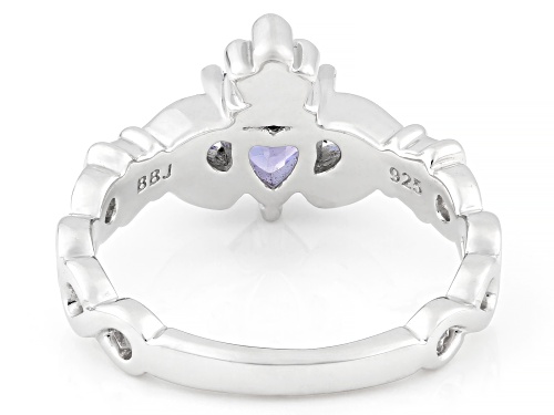 0.59ct Tanzanite Rhodium Over Sterling Silver Ring - Size 7