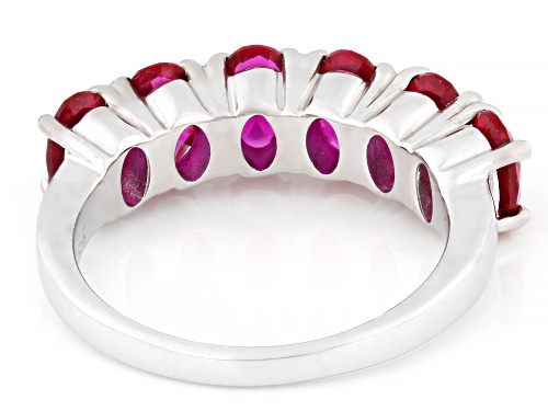 2.78ctw Lab Created Ruby Rhodium Over Sterling Silver 6-Stone Ring - Size 7