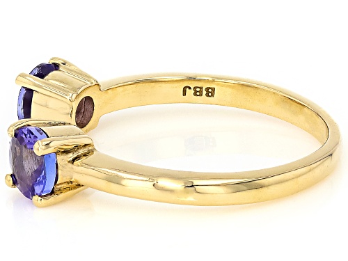 0.73ctw Tanzanite 10K Yellow Gold Cuff Ring - Size 9