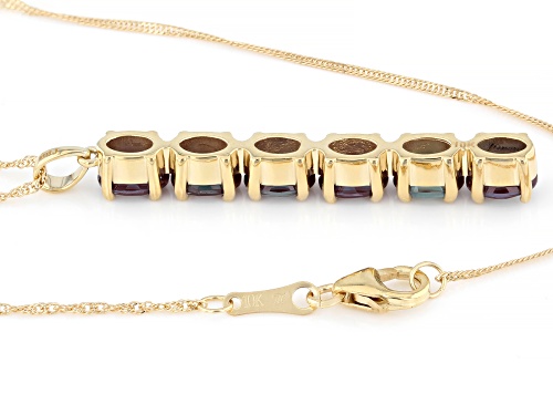 2.35ctw Lab Created Alexandrite 10K Yellow Gold 6-Stone Pendant With Chain
