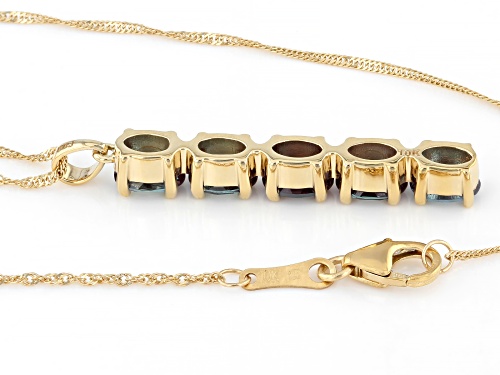 1.95ctw Lab Created Alexandrite 10K Yellow Gold 5-Stone Pendant With Chain