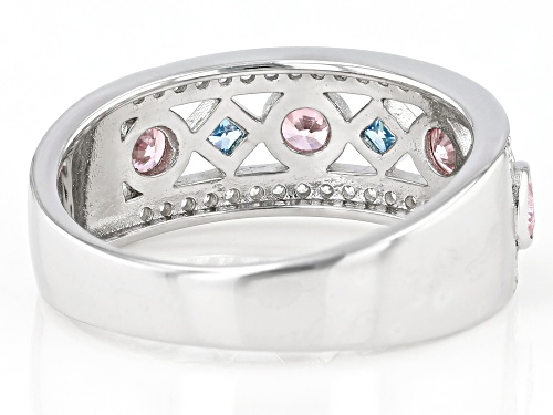 Bella Luce ® Esotica™ Neon Apatite, Pink, And White Diamond Simulants Rhodium Over Silver Ring - Size 7