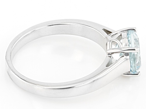 1.53ct Round Aquamarine Rhodium Over Sterling Silver Solitaire March Birthstone Ring - Size 7