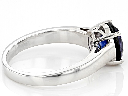 1.87ct Lab Created Blue Sapphire Rhodium Over Sterling Silver Solitaire September Birthstone Ring - Size 10