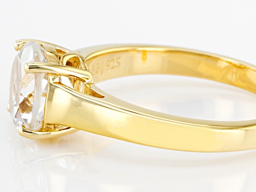 2.37ct Round White Topaz 18k Yellow Gold Over Sterling Silver April Birthstone Ring - Size 10