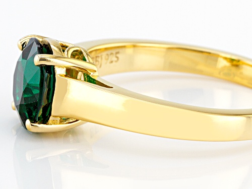 1.57ct Round Lab Created Emerald 18k Yellow Gold Over Sterling Silver May Birthstone Ring - Size 11