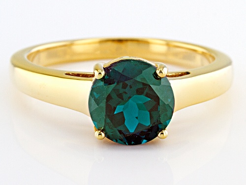 2.28ct Round Lab Created Alexandrite 18k Yellow Gold Over Sterling Silver June Birthstone Ring - Size 7