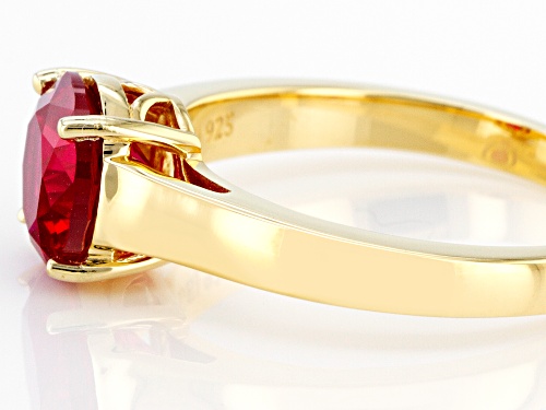 2.06ct Round Lab Created Ruby 18k Yellow Gold Over Sterling Silver July Birthstone Ring - Size 7