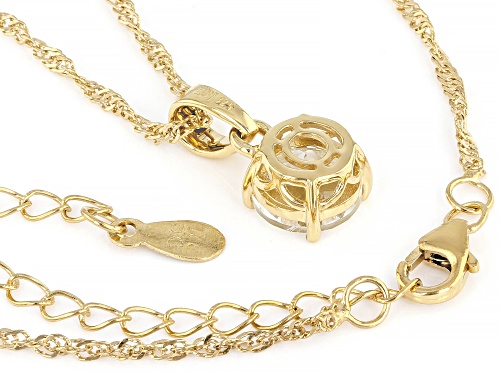 2.37ct Round White Topaz 18k Yellow Gold Over Sterling Silver April Birthstone Pendant With Chain