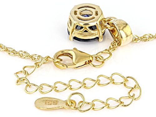 2.12ct Lab Created Blue Sapphire 18k Yellow Gold Over Silver September Birthstone Pendant With Chain