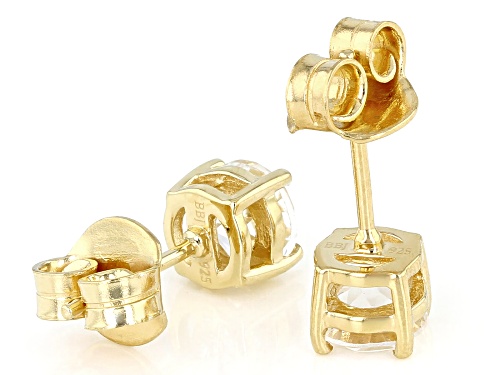 1.79ctw Round White Topaz 18k Yellow Gold Over Sterling Silver April Birthstone Stud Earrings