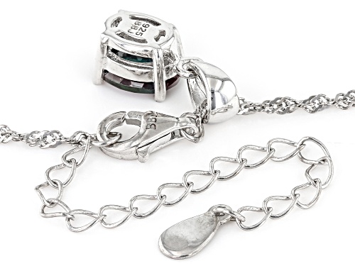 1.23ct Oval Lab Created Alexandrite Rhodium Over Sterling Silver June Birthstone Pendant With Chain