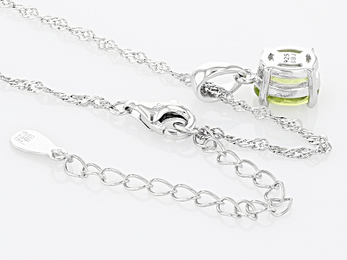 1.16ct Oval Manchurian Peridot™ Rhodium Over Sterling Silver August Birthstone Pendant With Chain