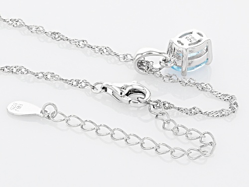 1.23ct Oval Glacier Topaz™ Rhodium Over Sterling Silver December Birthstone Pendant With Chain
