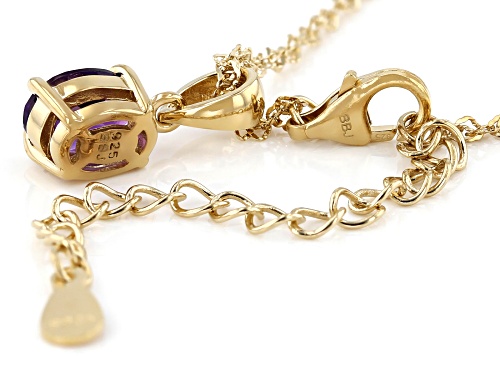 0.98ct Oval African Amethyst 18k Yellow Gold Over Silver February Birthstone Pendant With Chain