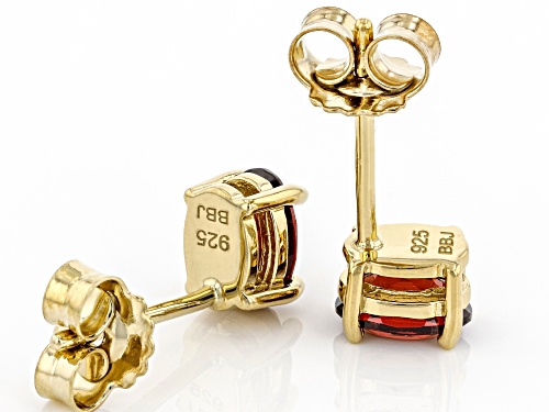 1.02ctw Oval Vermelho Garnet™ 18K Yellow Gold Over Sterling Silver January Birthstone Stud Earrings