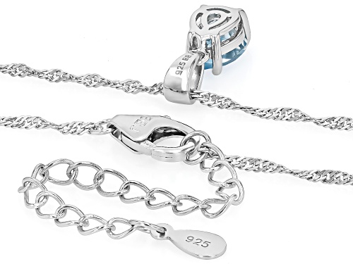 1.06ct Pear Glacier Topaz™ Rhodium Over Sterling Silver December Birthstone Pendant With Chain