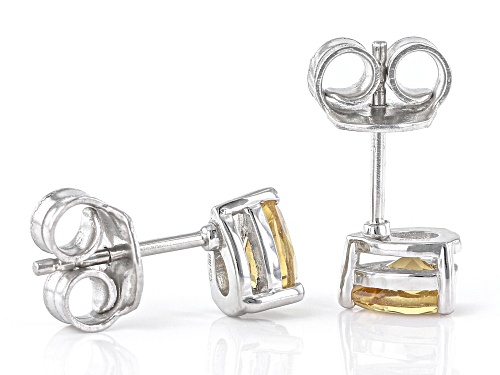 0.65ctw Pear Citrine Rhodium Over Sterling Silver November Birthstone Earrings