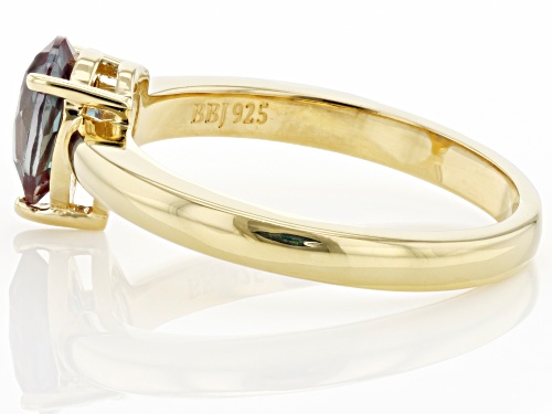 1.20ct Pear Lab Created Alexandrite 18K Yellow Gold Over Sterling Silver June Birthstone Ring - Size 7