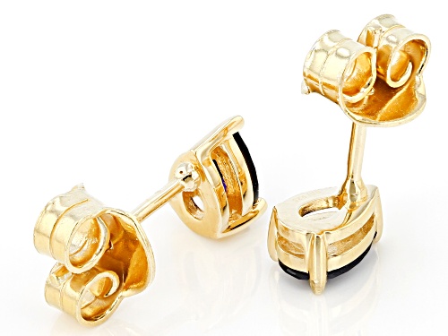 0.80ctw Pear Shaped Lab Blue Sapphire 18K Yellow Gold Over Silver September Birthstone Earrings
