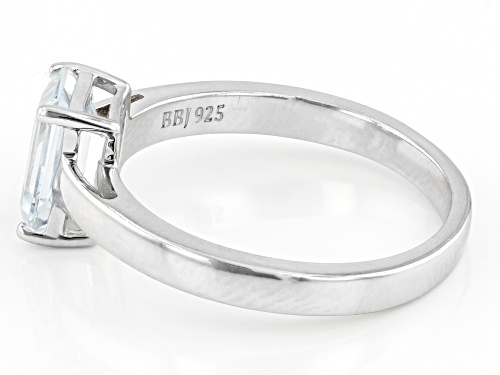 1.19ct Rectangular Octagonal Aquamarine Rhodium Over Sterling Silver March Birthstone Ring - Size 9
