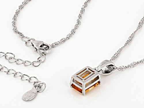 1.19ct Brazilian Citrine Rhodium Over Sterling Silver November Birthstone Pendant With Chain