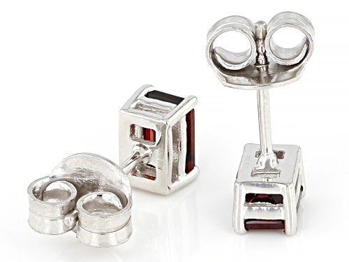 1.19ctw Rectangular Vermelho Garnet™ Rhodium Over Sterling Silver January Birthstone Earrings