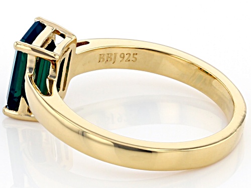 1.19ct Rectangular Octagonal Lab Created Emerald 18k Yellow Gold Over Silver May Birthstone Ring - Size 7