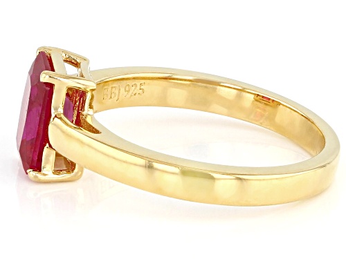 1.36ct Rectangular Octagonal Lab Created Ruby 18k Yellow Gold Over Silver July Birthstone Ring - Size 8