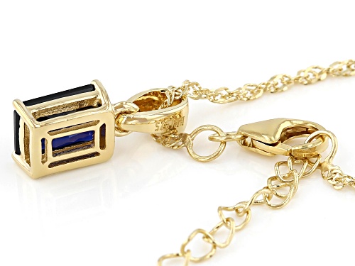 1.45ct Lab Created Blue Sapphire 18k Yellow Gold Over Sterling Silver Birthstone Pendant With Chain