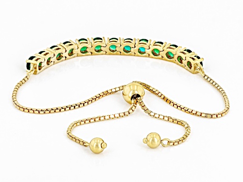 2.64ctw Round Lab Created Emerald 18k Yellow Gold Over Sterling Silver Bolo Bracelet