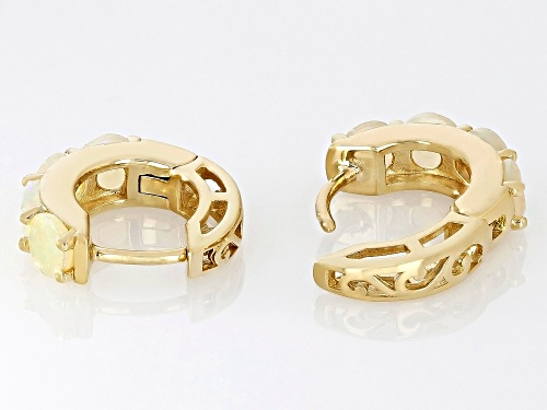 1.16ctw Ethiopian Opal 18k Yellow Gold Over Sterling Silver October Birthstone Huggie Hoop Earrings