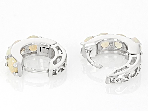 1.16ctw Round Ethiopian Opal Rhodium Over Sterling Silver October Birthstone Huggie Hoop Earrings