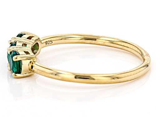 0.61ctw Round Lab Created Emerald 18k Yellow Gold Over Sterling Silver May Birthstone 3-Stone Ring - Size 6