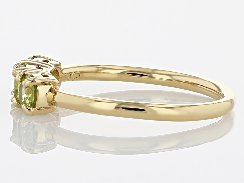 0.77ctw Manchurian Peridot™ 18k Yellow Gold Over Sterling Silver August Birthstone 3-Stone Ring - Size 8