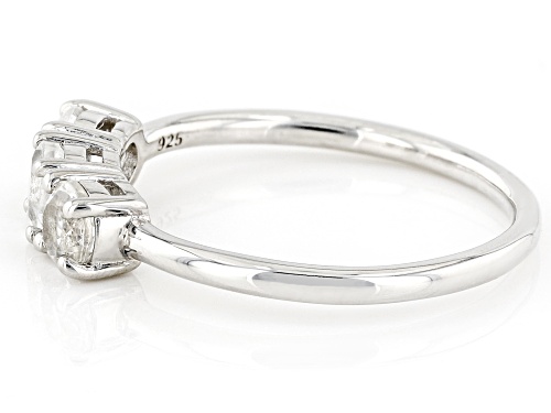 0.77ctw Round White Topaz Rhodium Over Sterling Silver April Birthstone 3-Stone Ring - Size 9