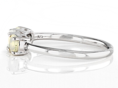 0.43ctw Round Ethiopian Opal Rhodium Sterling Silver October Birthstone 3-Stone Ring - Size 7