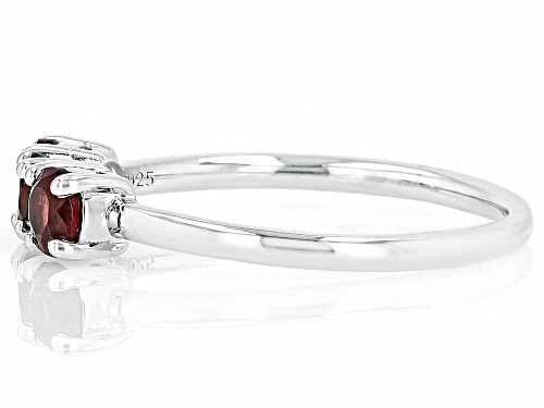 .89ctw Round Vermelho Garnet™ Rhodium Over Sterling Silver January Birthstone 3-Stone Ring - Size 9