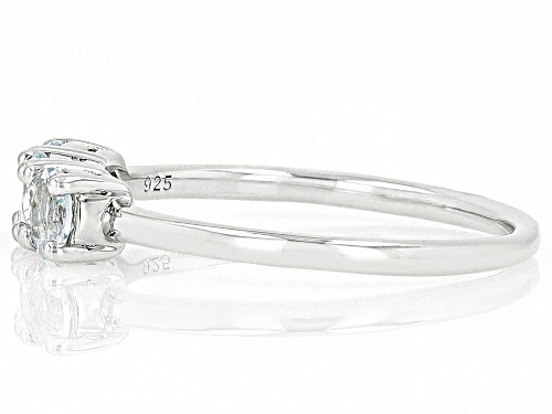 .59ctw Round Aquamarine Rhodium Over Sterling Silver March Birthstone 3-Stone Ring - Size 9