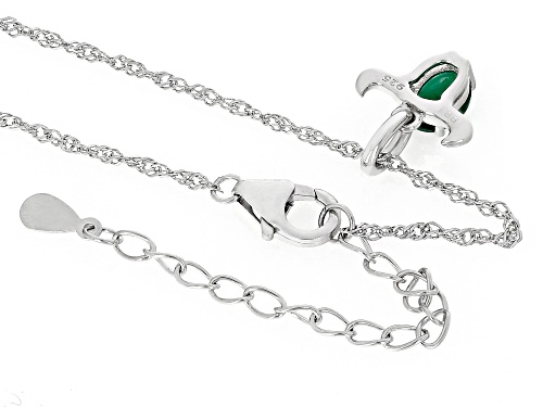 .59ct Oval Lab Created Emerald Rhodium Over Sterling Silver Taurus Pendant With Chain