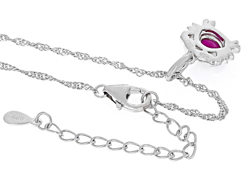 .78ct Oval Lab Created Ruby Rhodium Over Sterling Silver Cancer Pendant With Chain