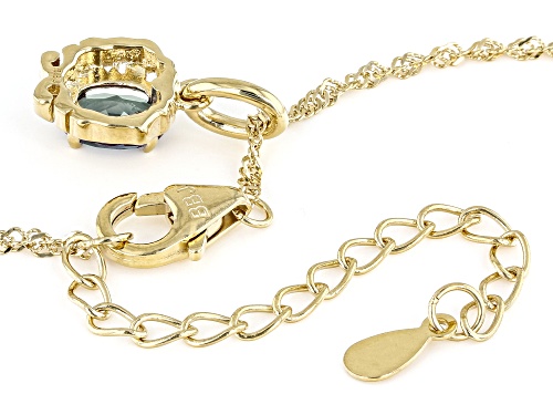 0.73ct Oval Lab Created Alexandrite 18k Yellow Gold Over Silver Gemini Pendant With Chain