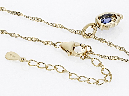 0.71ct Lab Created Blue Sapphire 18k Yellow Gold Over Sterling Silver Virgo Pendant With Chain