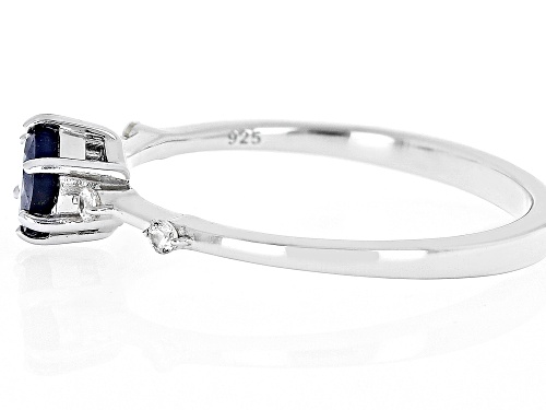 .59ct Blue Sapphire With .07ctw White Zircon Rhodium Over Sterling Silver September Birthstone Ring - Size 8