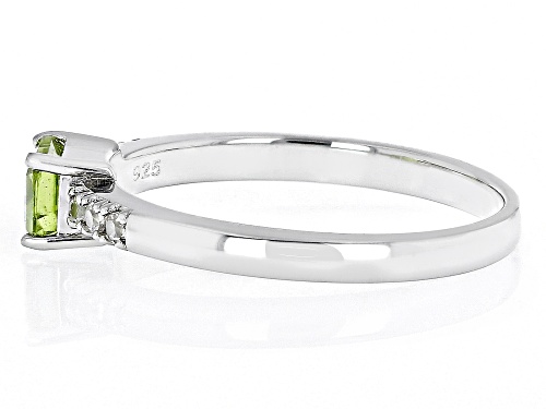 .58ctw Manchurian Peridot™ & White Zircon Rhodium Over Sterling Silver August Birthstone Ring - Size 7